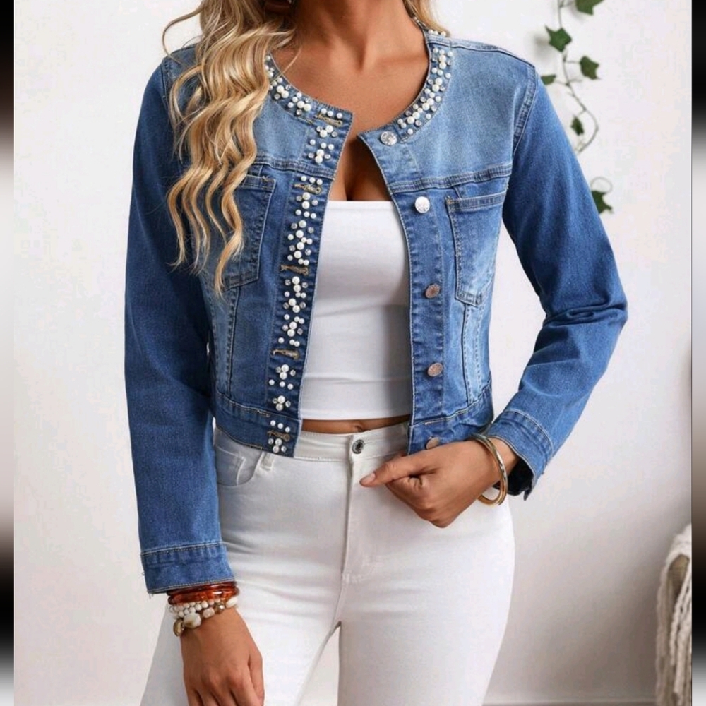 Women's Denim Jacket And Coat Long Sleeve, Fashionable For Summer - Picture 4 of 5